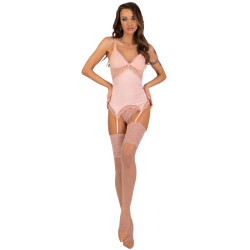 Livco Corsetti Fashion - Ensemble Persinne Pêche Corset + Culotte + Bas